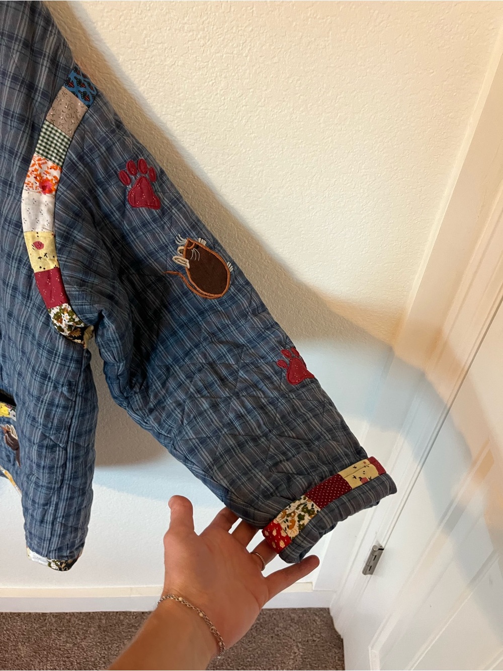 Vintage Patch Magic Group Cat Quilted Coat - Picture 6 of 10